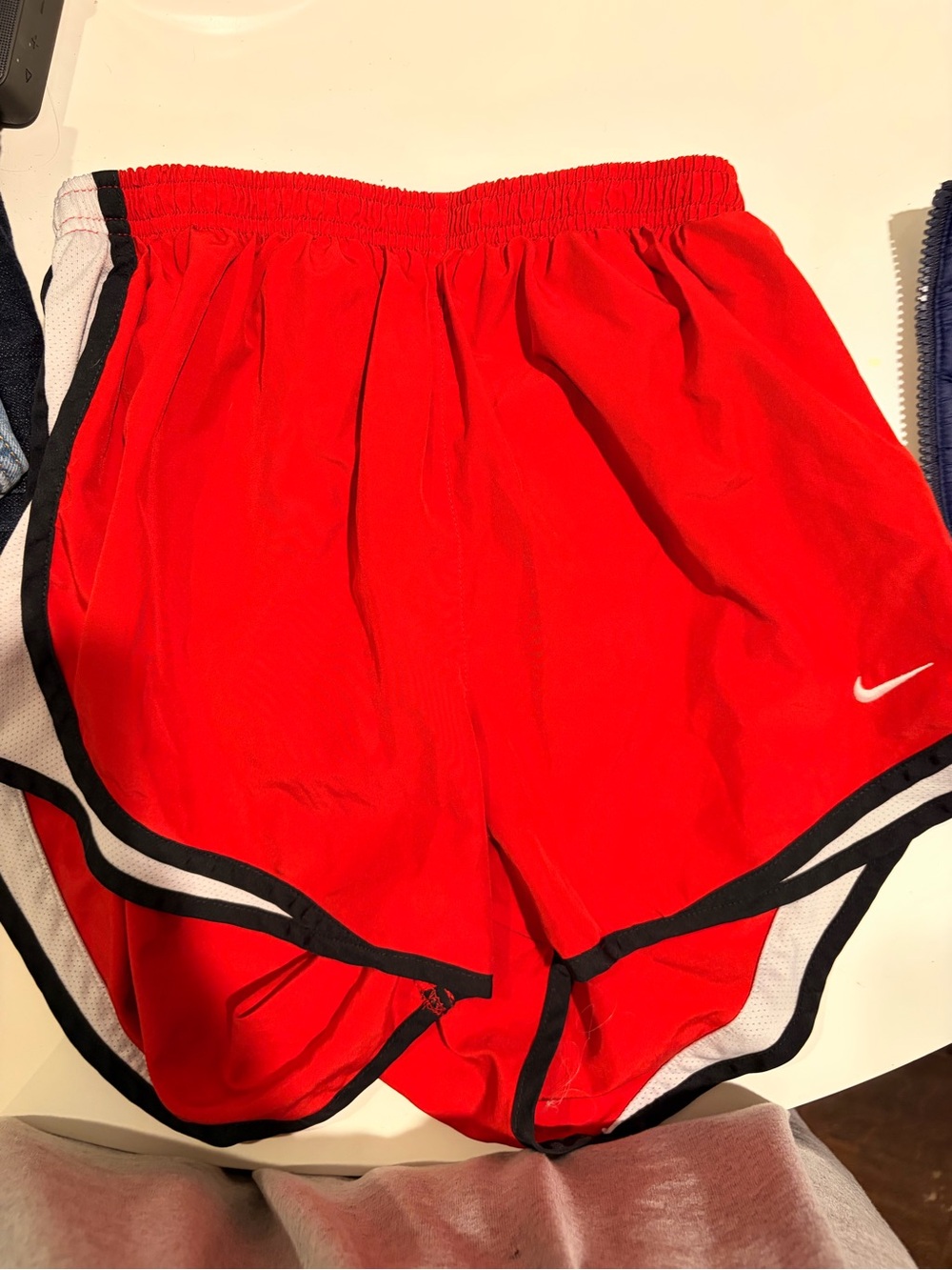 Nike Red Women’s Athletic Shorts with Black & White Trim